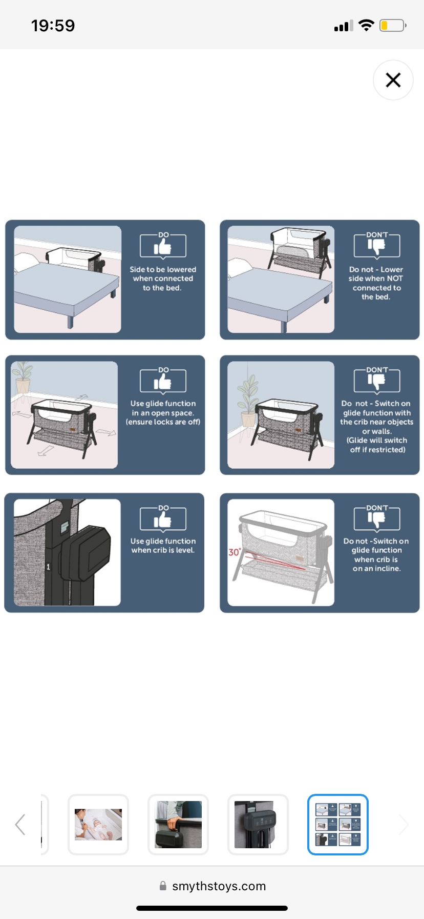 Baby Elegance Co-Glide Electric Bedside Crib