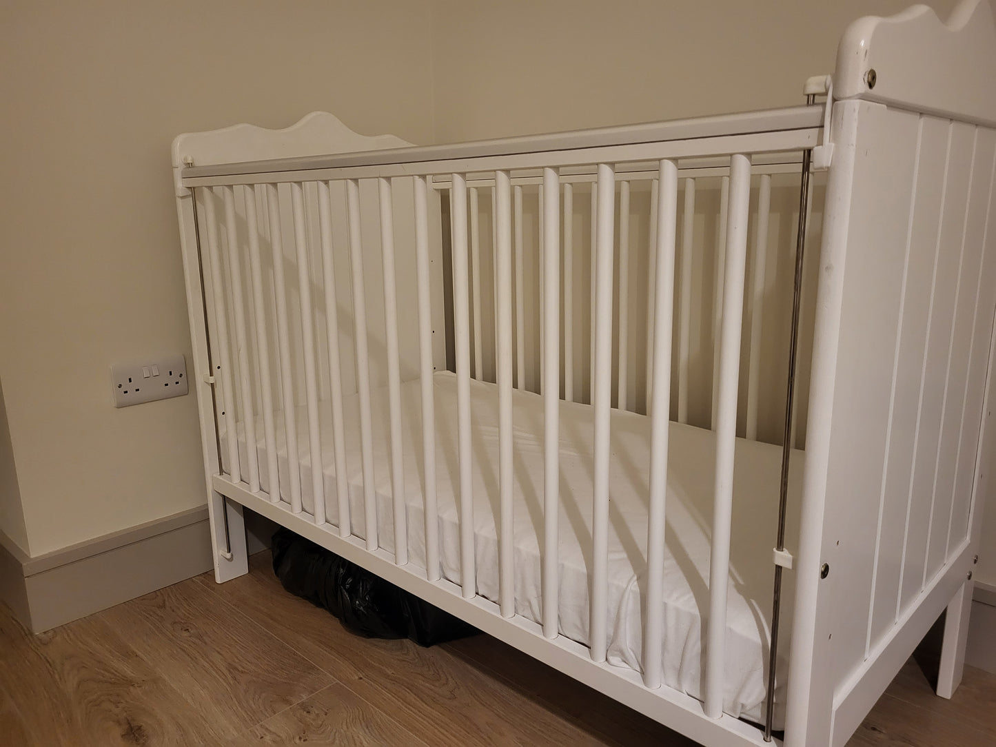 Baby's White Wooden Cot