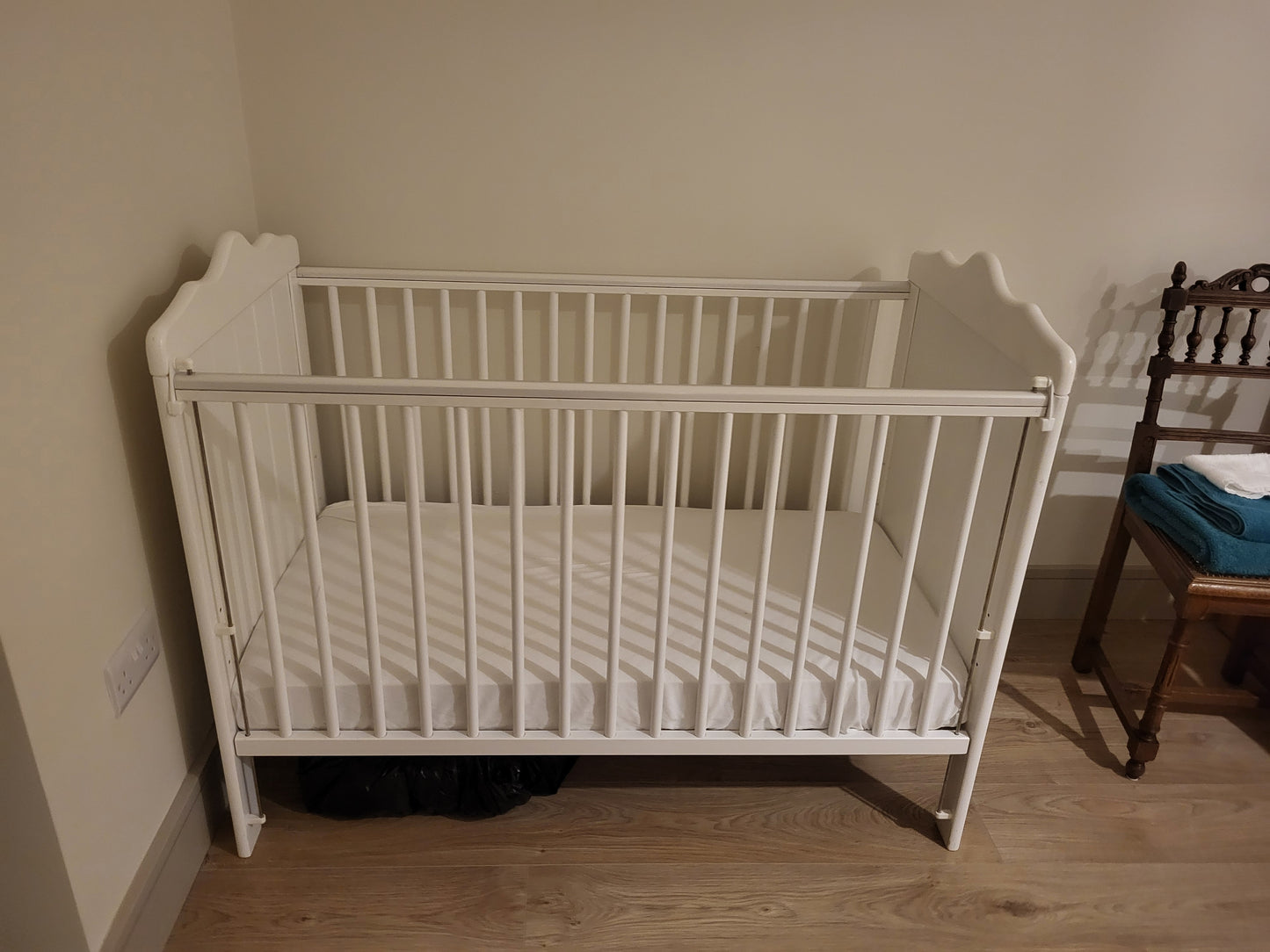 Baby's White Wooden Cot