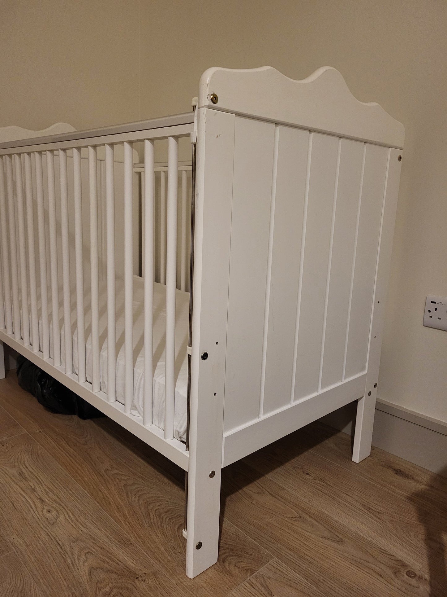 Baby's White Wooden Cot