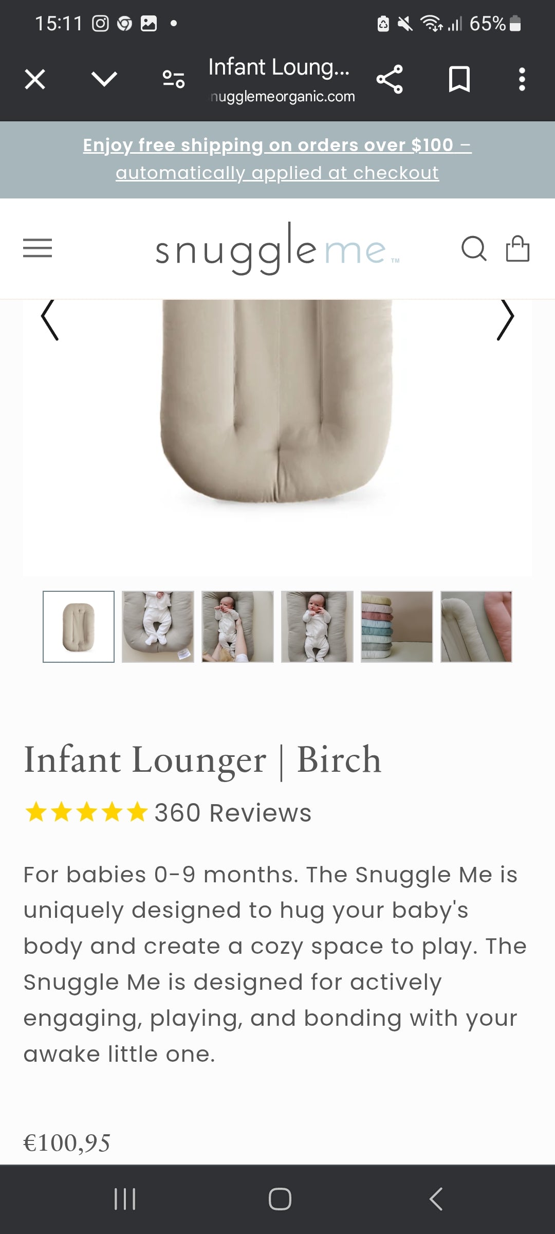 SnuggleMe Organic Infant lounger