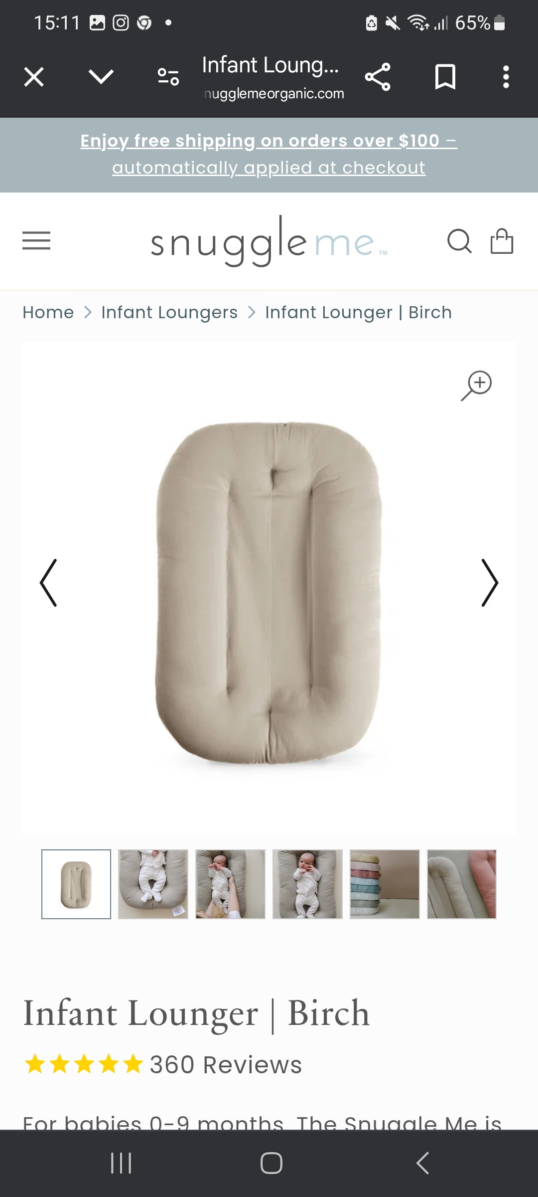 SnuggleMe Organic Infant lounger