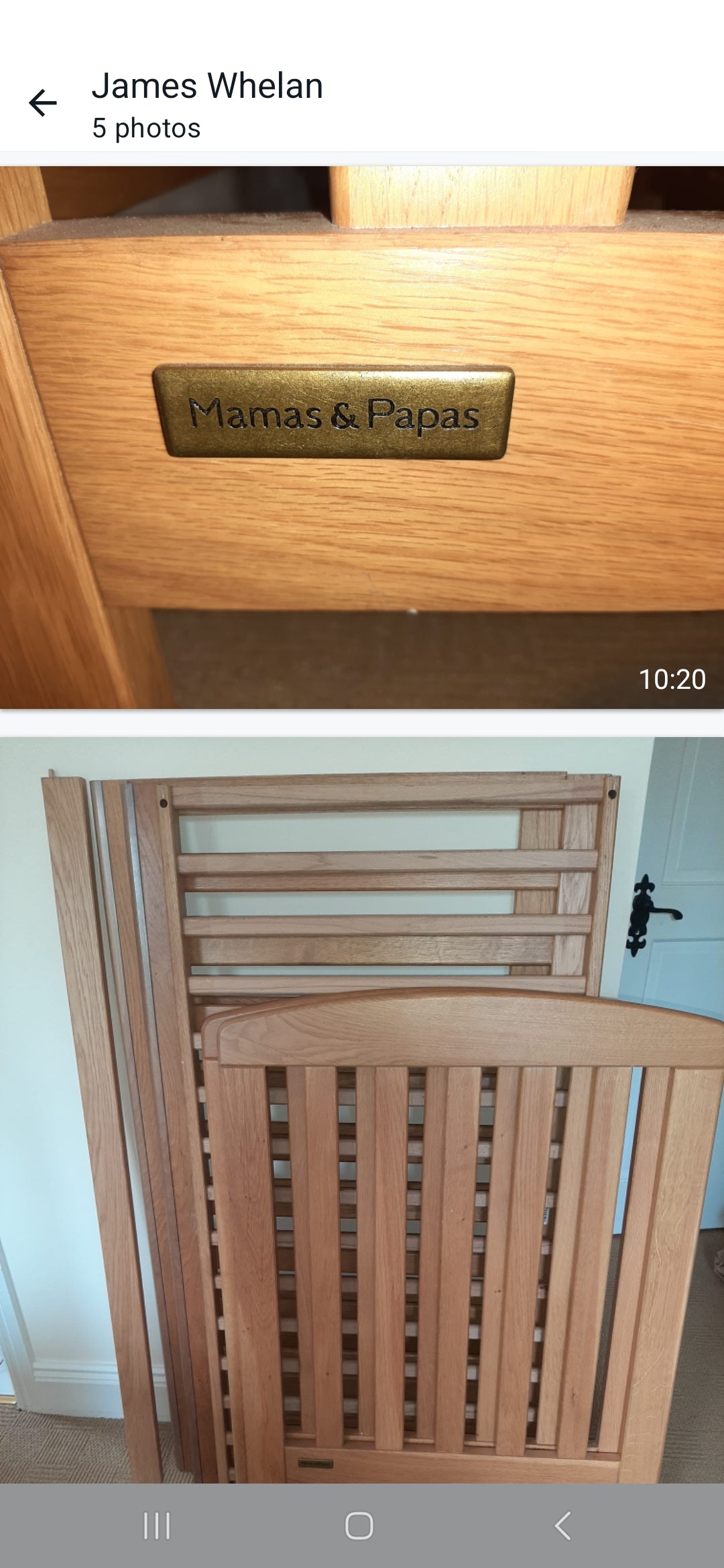 Mamas and papas wooden cot