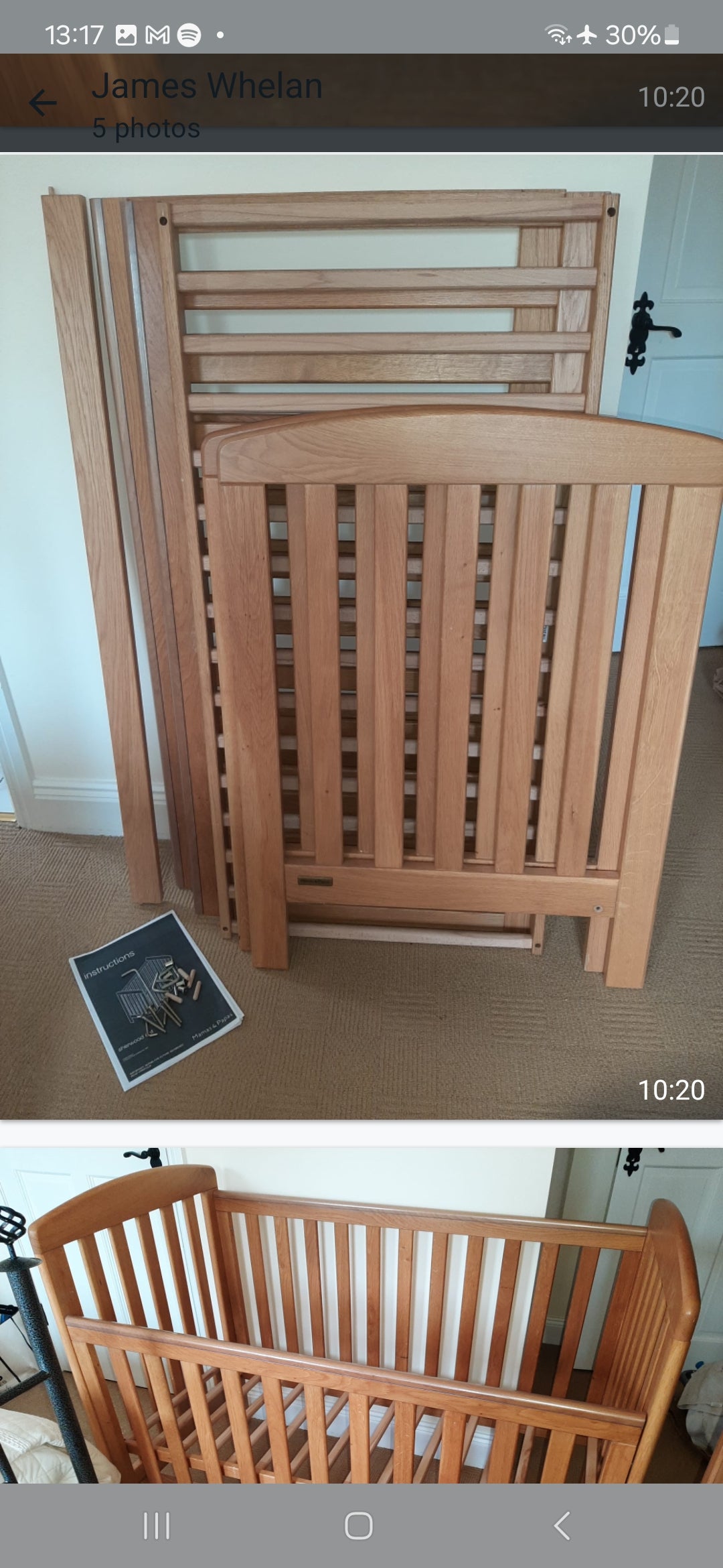 Mamas and papas wooden cot