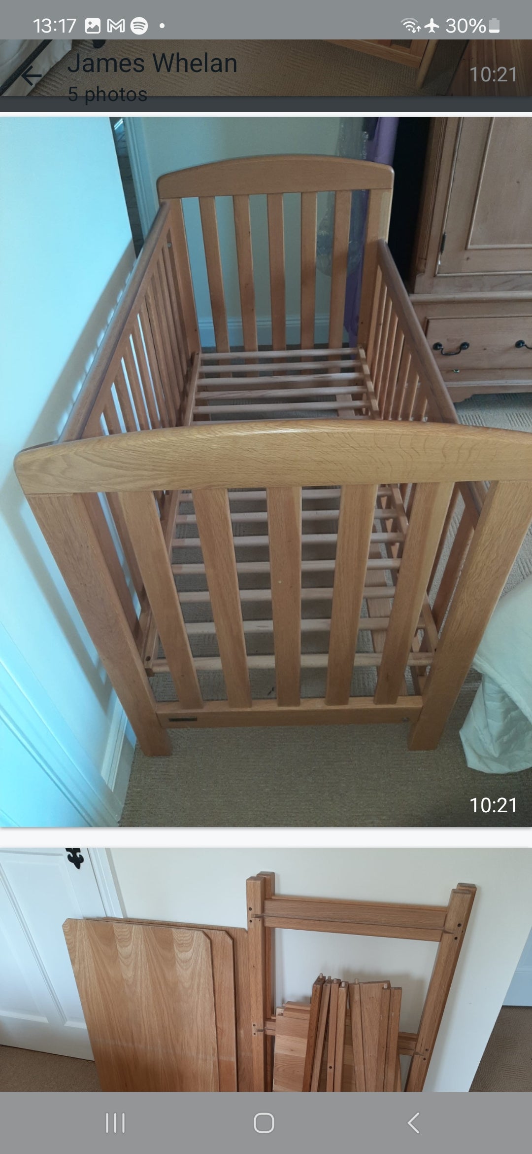 Mamas and papas wooden cot