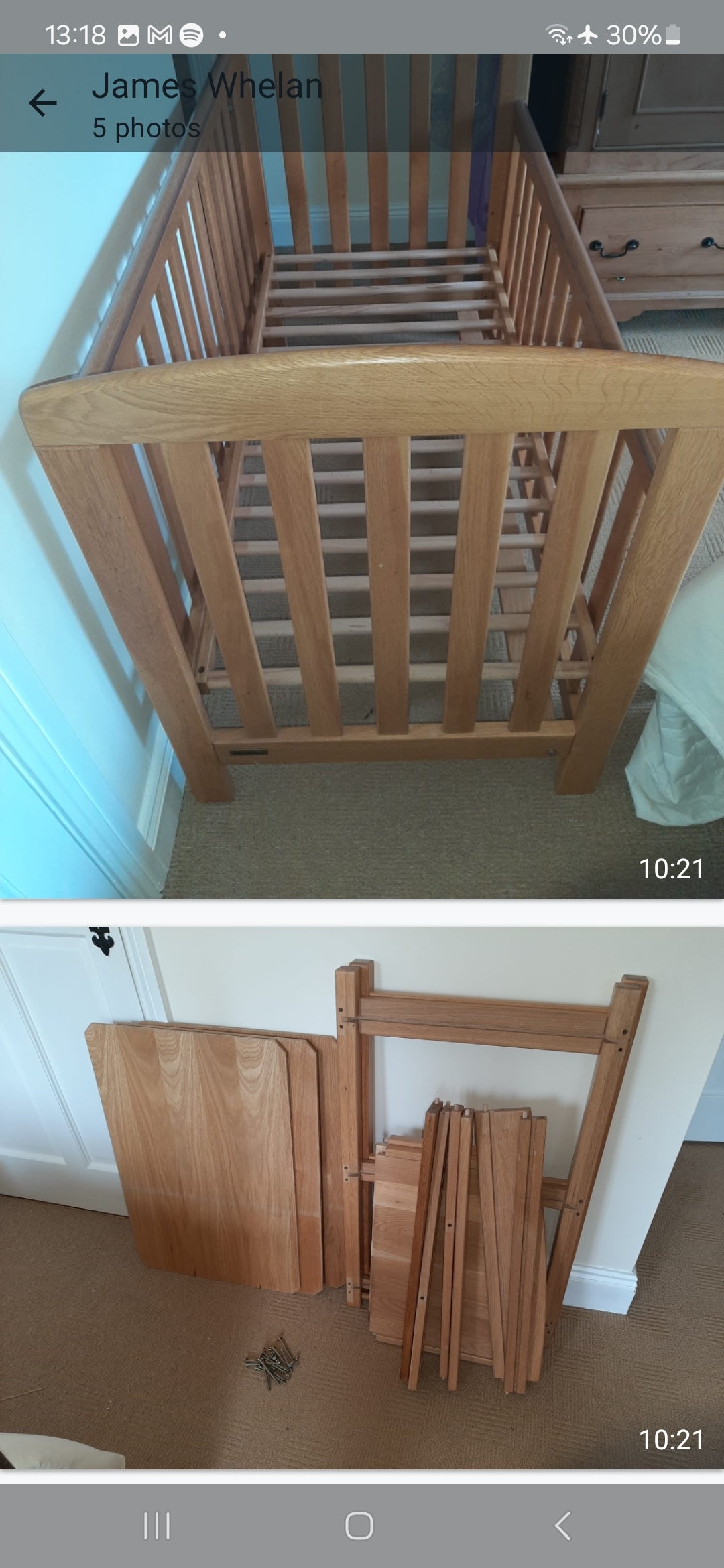 Mamas and papas wooden cot