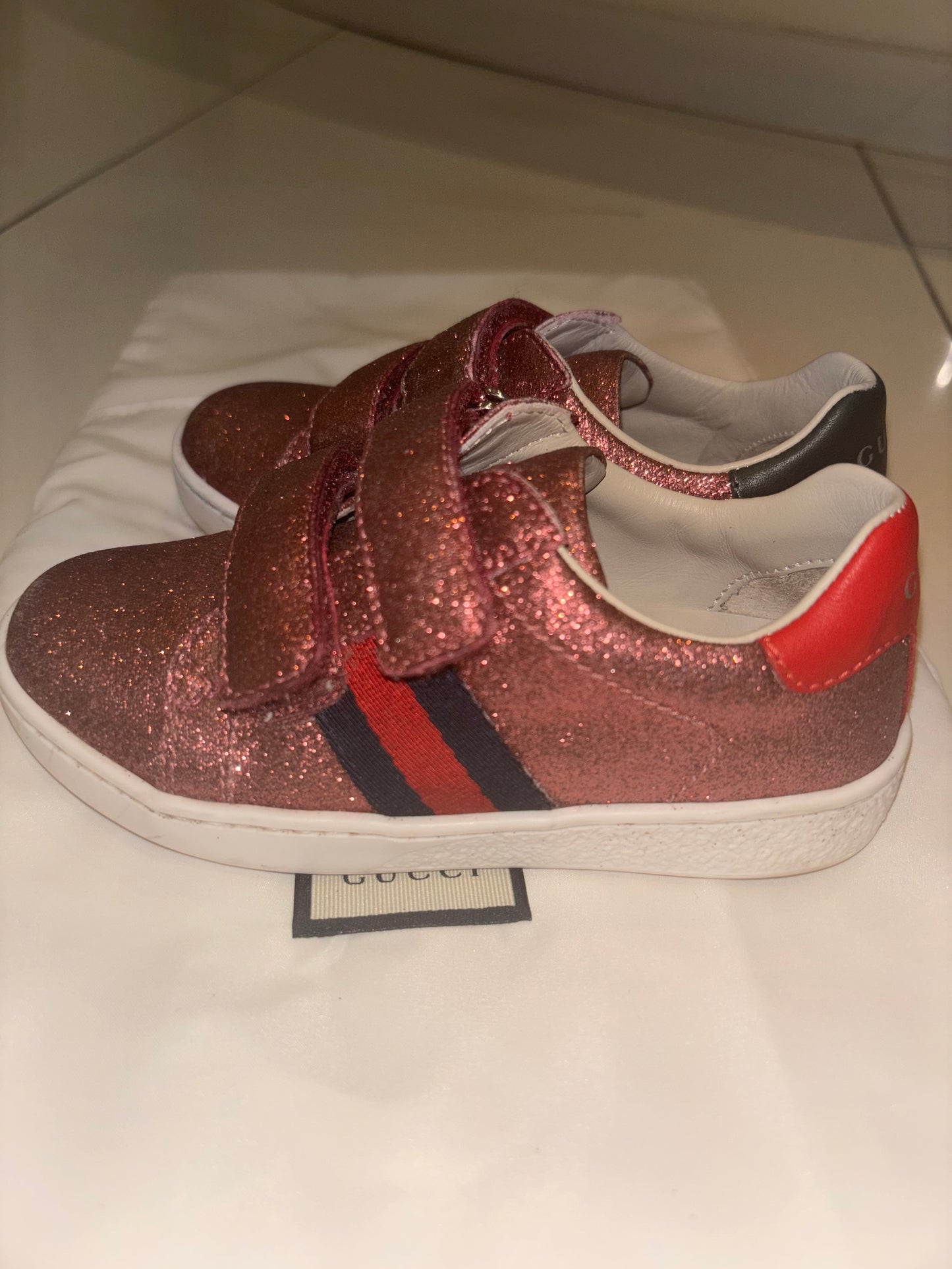 Gucci Girls Glitter Velcro Trainers