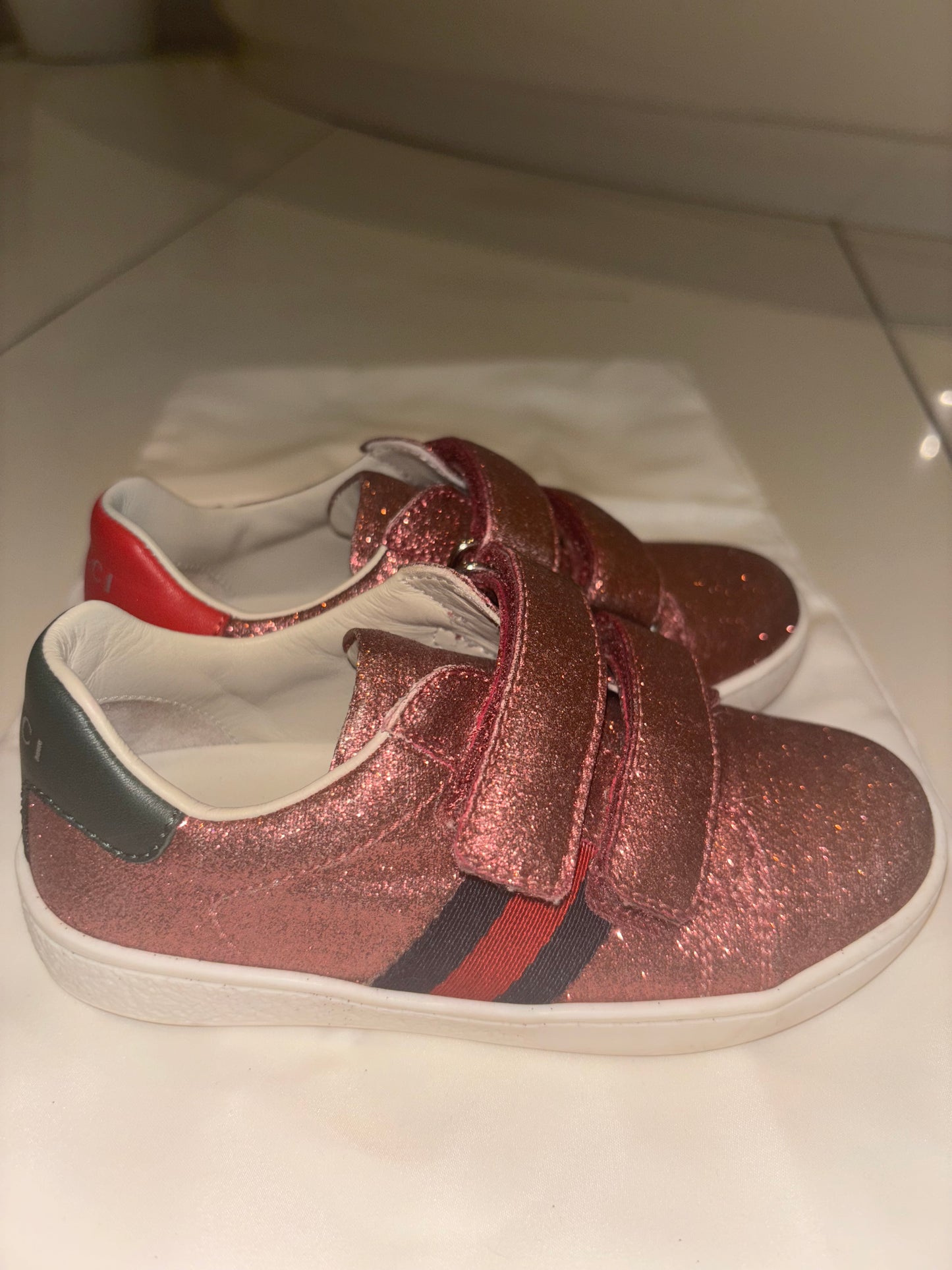 Gucci Girls Glitter Velcro Trainers